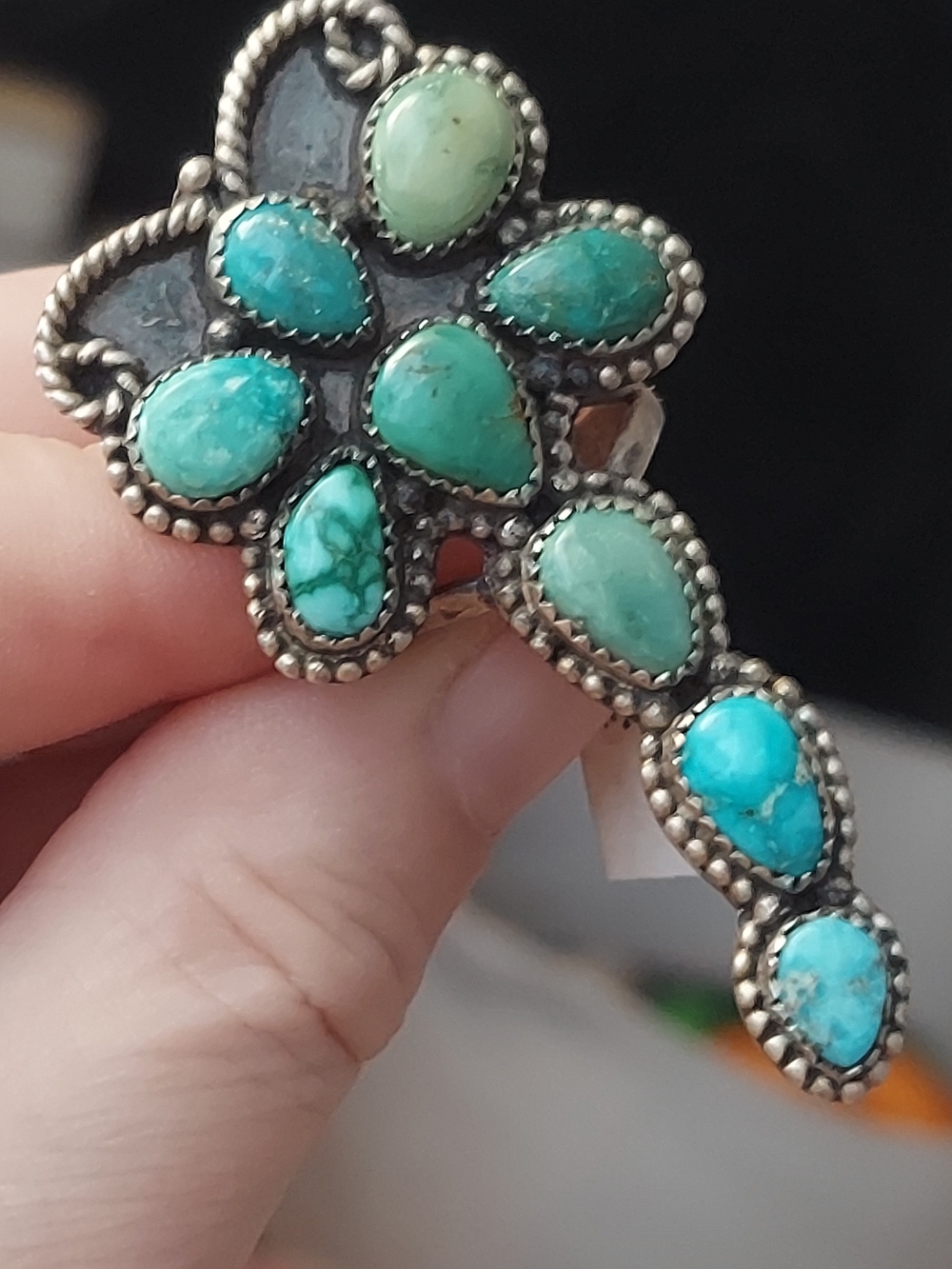 New Sterling Silver & Emerald Valley Turquoise Dragonfly Ring Size 7.75